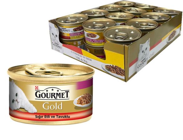 Purina Gourmet Gold Sığır Etli ve Tavuklu Kedi Konservesi  85 gr (24 Adet)