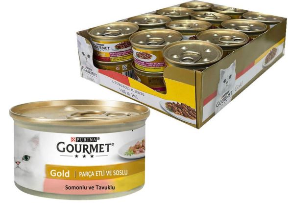 Purina Gourmet Gold Somonlu ve Tavuklu Kedi Konservesi  85 gr (24 Adet)