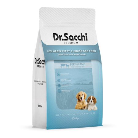Dr.Sacchi Premium Düşük Tahıllı Sığır Etli ve Kuzu Etli Yavru Köpek Maması  2 Kg
