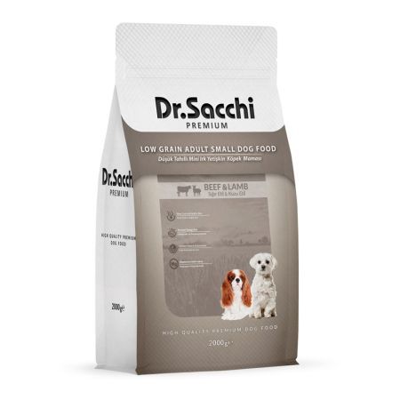 Dr.Sacchi Premium Düşük Tahıllı Sığır Etli ve Kuzu Etli Küçük Irk Köpek Maması  2 Kg