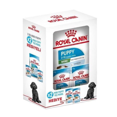 Royal Canin Puppy Mini Bunddle Küçük Irk Yavru Köpek Maması 2 Kg  (2 Adet Puppy Mini Yaş Mama Hediyeli) 