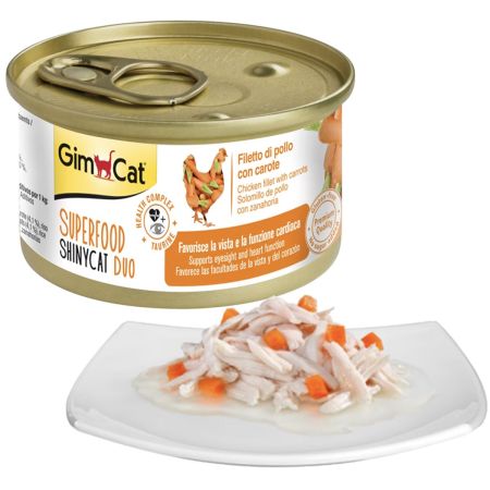 GimCat Shinycat Duo Kedi Maması Tavuklu Havuçlu 70 gr (24 Adet)