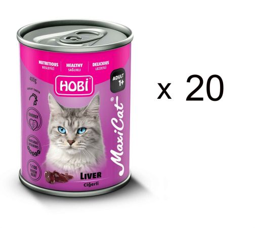 Hobi Maxicat Ciğerli Kedi Konserve Mama 400 g (20 Adet)
