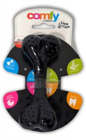 Aquael Comfy Toy Kemik Şeklinde Meyan Kökü Aromalı Köpek Oyuncağı Siyah 8.5 Cm