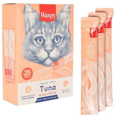 Wanpy Creamy Ton Balıklı Ve Somonlu Krema Kedi Ödülü 25 Adet (14 gr)