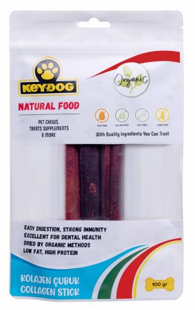 Keydog Natural Food Kolojen Deri Çubuk Doğal Köpek Ödülü 100 g