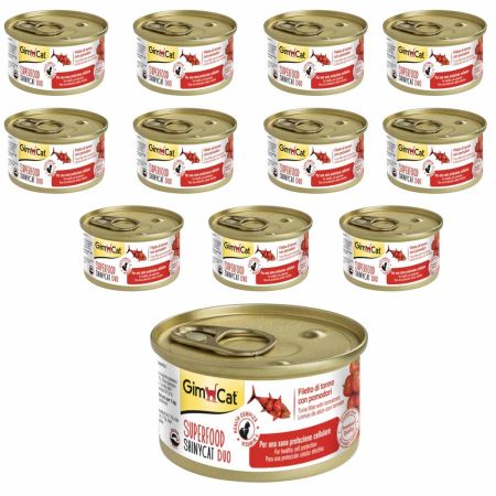 GimCat Shinycat Duo Kedi Maması Tuna Balıklı Domatesli 70 gr (24 Adet)