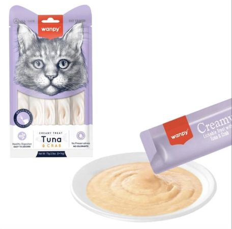 Wanpy Creamy Ton Balıklı ve Yengeçli Krema Kedi Ödülü 5 Adet (14 gr)