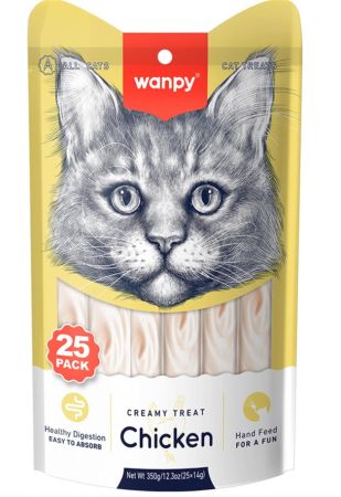 Wanpy Creamy Tavuklu Krema Kedi Ödülü 25 Adet (14 gr)