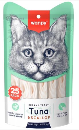 Wanpy Creamy Ton Balıklı ve Deniz Taraklı  Krema Kedi Ödülü 25 Adet (14 gr)
