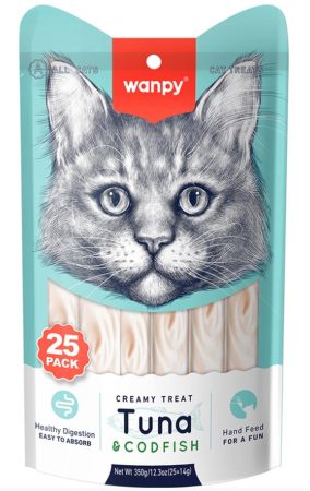 Wanpy Creamy Ton ve Morina Balıklı Krema Kedi Ödülü 25 Adet (14 gr)