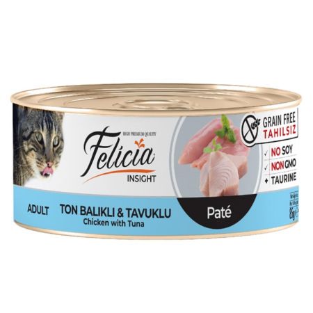 Felicia Insight Tahılsız Ton Balıklı Ve Tavuklu Pate Kedi Konservesi 85 g