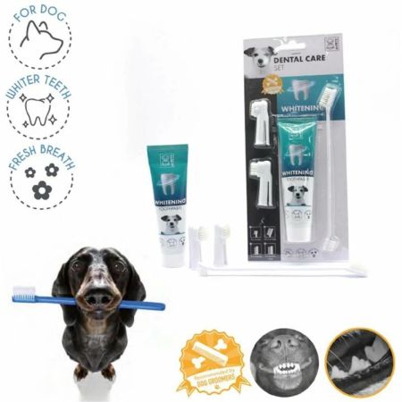 M-Pets Beyazlatıcı Köpek Diş Macunu ve Diş Fırçası Seti Beyaz (4'lü Set)