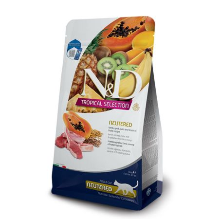 N&D Tropical Selection Kuzu Etli ve Tropikal Meyveli Kısırlaştırılmış Yetişkin Kedi Maması 1,5 kg