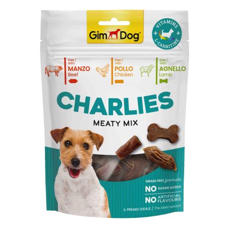 GimDog Charlies Meaty Mix Şekersiz ve Tahılsız Sığır Etli, kuzulu Ve Kuzulu Köpek Ödül Maması 70 Gr