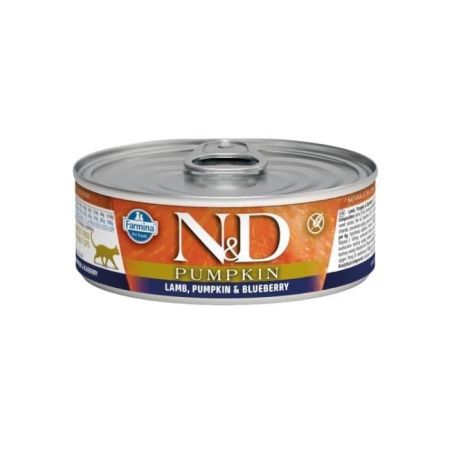N&D Pumpkin Kuzulu, Balkabaklı Ve Yaban Mersinli Tahılsız Kedi Konservesi  70 g