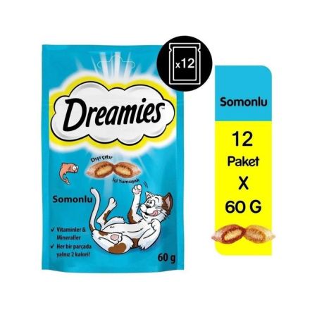 Dreamies Somon Balıklı Kedi Ödül Maması 60 gr 12 Adet