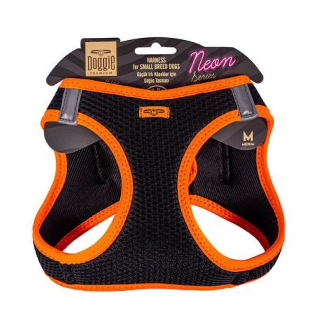 Doggie Havalı Dokuma Neon Küçük Irk Köpek Göğüs Tasması Medium Turuncu 38-44 Cm