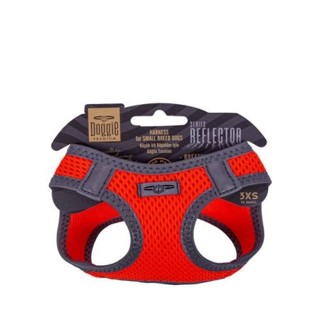 Doggie Havalı Dokuma Reflektör Küçük Irk Köpek Göğüs Tasması Xxxsmall Turuncu 22-26 Cm