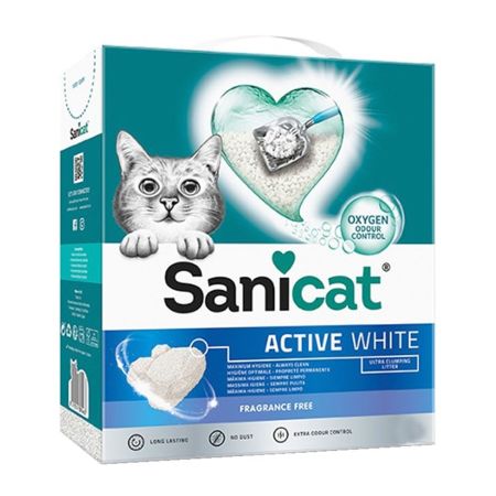 SaniCat Active White Ultra Topaklanan Kokusuz Kedi Kumu 10 lt