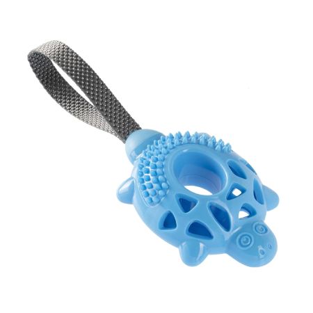 Gimdog Kaplumbağa Şeklinde Tutmalı Çekiştir Köpek Ödül Oyuncağı Mavi 27 cm