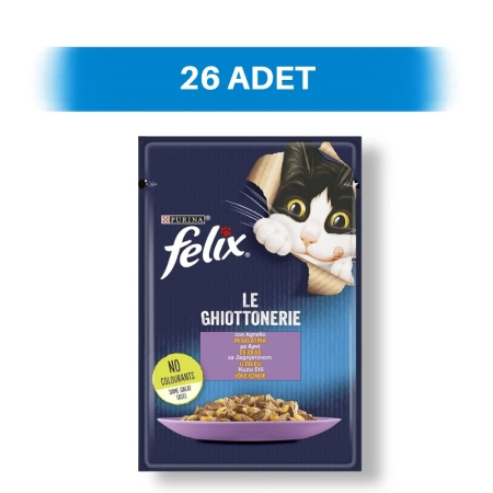 Felix Kuzu Etli Pouch Yetişkin Kedi Yaş Maması 26 x 85 gr
