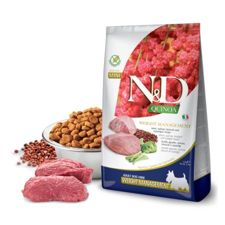 N&D Quinoa Weight Mamagement Kilo Kontrollü Kuzulu Ve Kinoalı Yetişkin Mini Köpek Maması 2.5 Kg