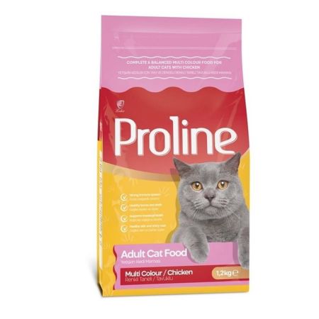 ProLine Renkli Taneli Tavuklu Yetişkin Kedi Maması 1.2 Kg