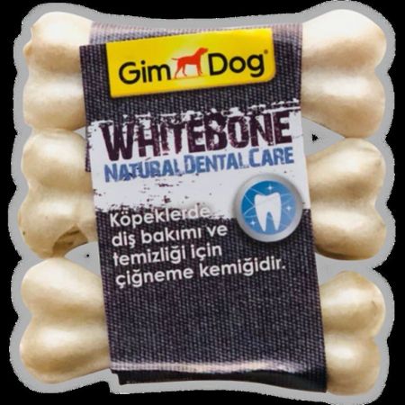 Gimdog Mordimi Beyaz Press Köpek Kemiği 9 Cm 3 Adet