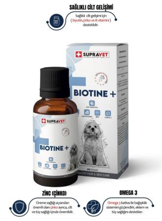 Supravet Plus +b For Dogs Biotine Damla 100 Ml + Zinc + Multi Vitamin (Köpekler Için Tüy Sağlığı Damlası)