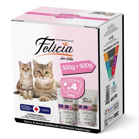 Felicia Yavru Kedi Başlangıç Seti ve Yavru Kedi Maması 500gr + 500gr