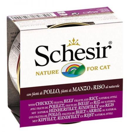 Schesir Tavuk ve Sığır Etli Naturel Konserve Kedi Maması 85 Gr