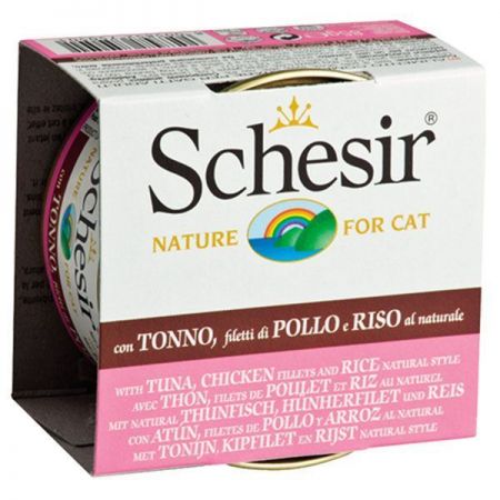 Schesir Ton Balıklı ve Tavuklu Naturel Konserve Kedi Maması 85 Gr