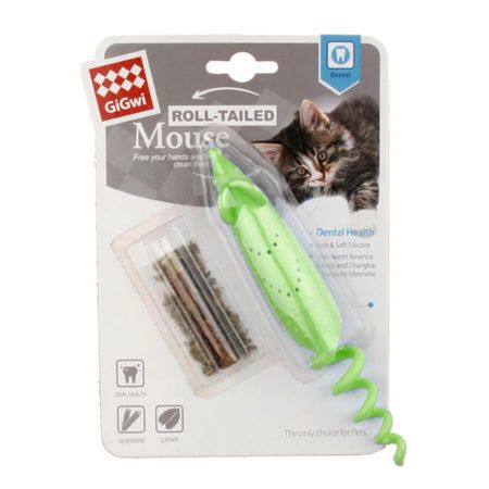 Gigwi Fare Şeklinde Catnipli Plastik Kedi Oyuncağı 16 Cm Yeşil