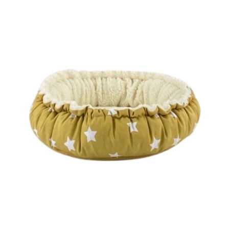 Pet Comfort Sunflower Kedi ve Köpek Yatağı Çift Taraflı Sarı Star/Peluş 60cm