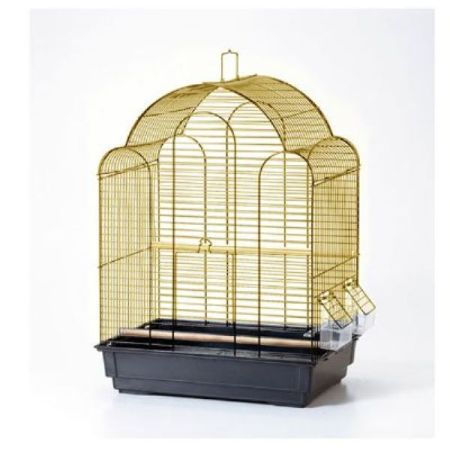 Euro Gold Bombe Çatılı Şık Tasarımlı Muhabbet Kuşu Kafesi Pirinç/Siyah 42x30x56 Cm