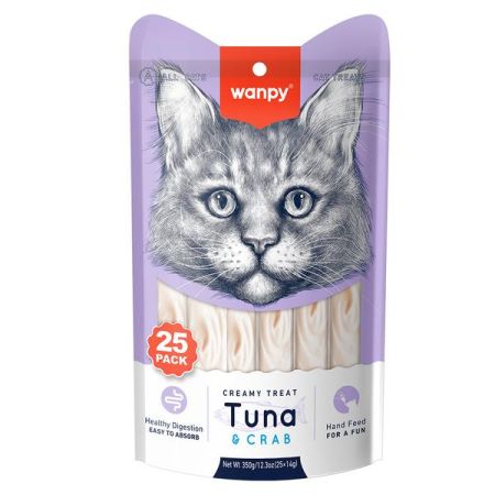 Wanpy Ton Balıklı Ve Yengeçli Krema Kedi Ödülü14 Gr X 25 Adet