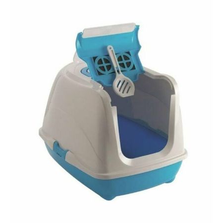 Moderna Flip Filtreli Kapalı Kedi Tuvaleti  Mavi 39 x 39 x 50 CM