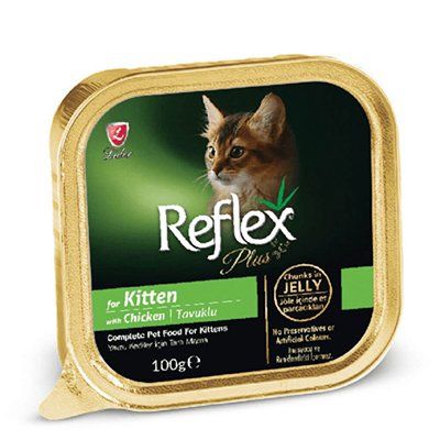 Reflex Plus Tavuklu Jöle içinde Et Parcacıklı Yavru Konserve Kedi Maması 100 Gr