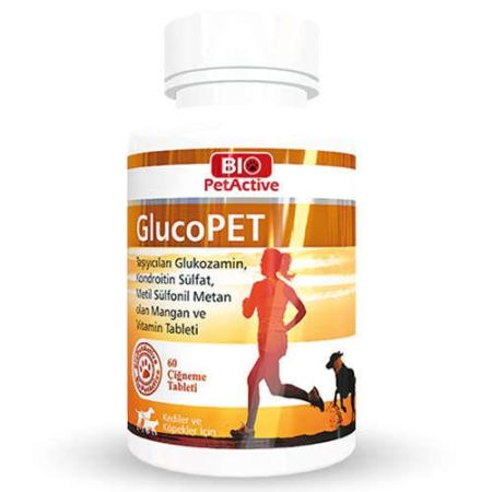 Bio Pet GlucoPet Kedi ve Köpek İçin Glukozamin Kondrotin MSM Eklem Vitamin Tableti  60 Adet