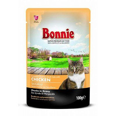 Bonnie Tavuklu Pouch Gravy Yetişkin Kedi Konserve Maması 100 Gr