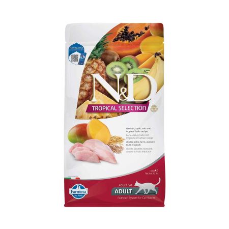 ND Tropical Selection Düşük Tahıllı Tavuklu ve Tropikal Meyveli Yetişkin Kedi Maması 1,5kg