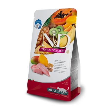 N&D Tropical Selection Tavuklu, Kılçıksız Buğdaylı ve Tropikal Meyveli Yetişkin Kedi Maması 10 kg