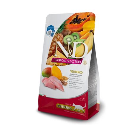 N&D Tropical Selection Tavuklu, Kılçıksız Buğdaylı ve Tropikal Meyveli Kısırlaştırılmış Yetişkin Kedi Maması 4 kg + 1 kg