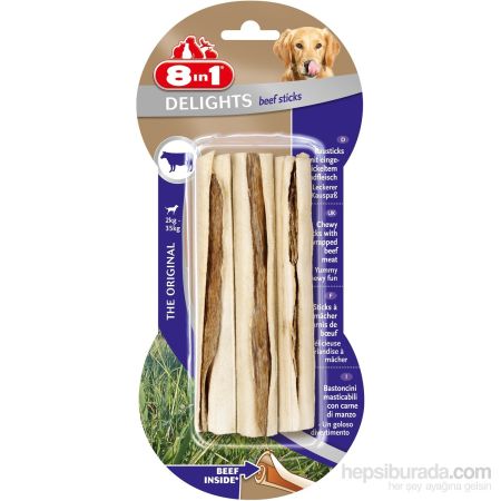 8in1 Delights Sticks Biftekli 3´Lü Stik Ağız Temizleme Kemiği 75 Gr