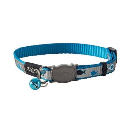 Rogz Catz Reflectocat Halsband Balık Desenli Dokuma Kedi Boyun Tasması Mavi Small 1.1x20-31 Cm