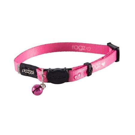 Rogz Catz KiddyCat Halsband Kalp Desenli Dokuma Kedi Boyun Tasması Pembe Small 1.1x20-31 Cm