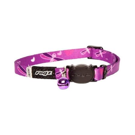 Rogz Catz KiddyCat Halsband Yusufçuk Desenli Kedi Boyun Tasması Mor Small 1.1x20-31 Cm