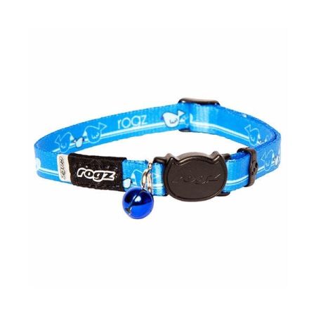 Rogz Catz KiddyCat Halsband Kılçık Desenli Dokuma Kedi Boyun Tasması Mavi Small 1.1x20-31 Cm