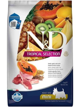 N&d Tropical Selection Düşük Tahıllı Kuzu Etli ve Tropikal Meyveli Küçük Irk Yetişkin Köpek Maması 5 kg